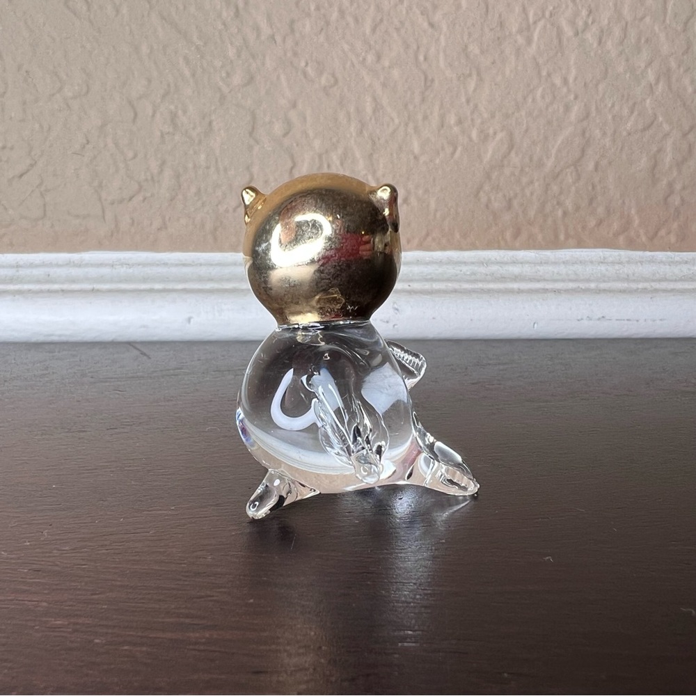 Vintage 1970’s Hand Blown Glass Owl w Gilt Gold Accent Figurine, Wisdom, Bird - Picture 4 of 7